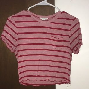 Red and white striped top